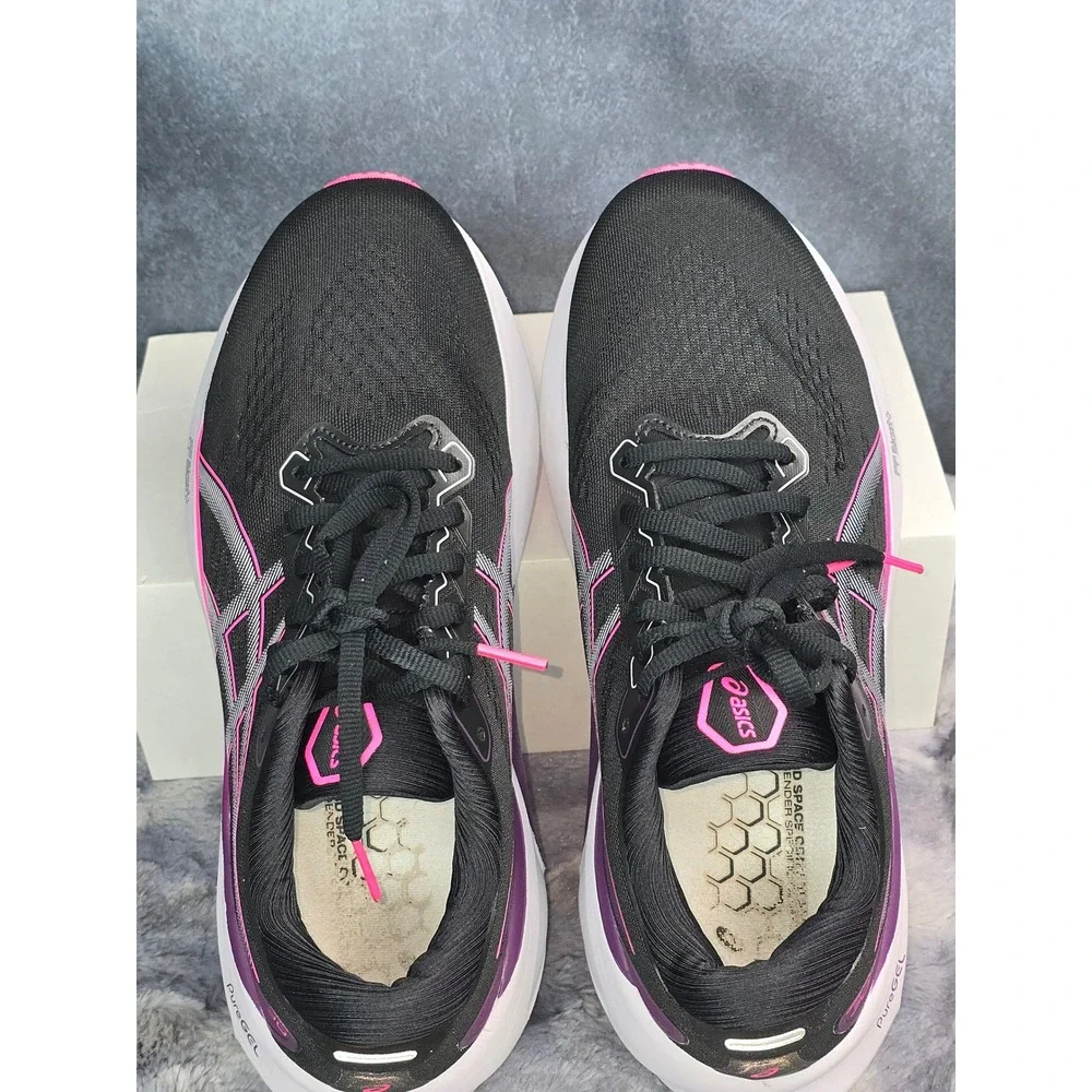 EUC ASICS Gel-Kayano 30 Black Pink Running Shoes Women 11 Wide 1012B503